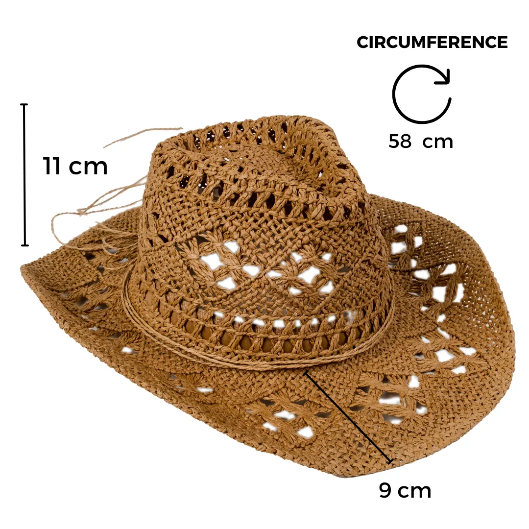 Chokore Handcrafted Straw Cowboy Hat (Khaki)