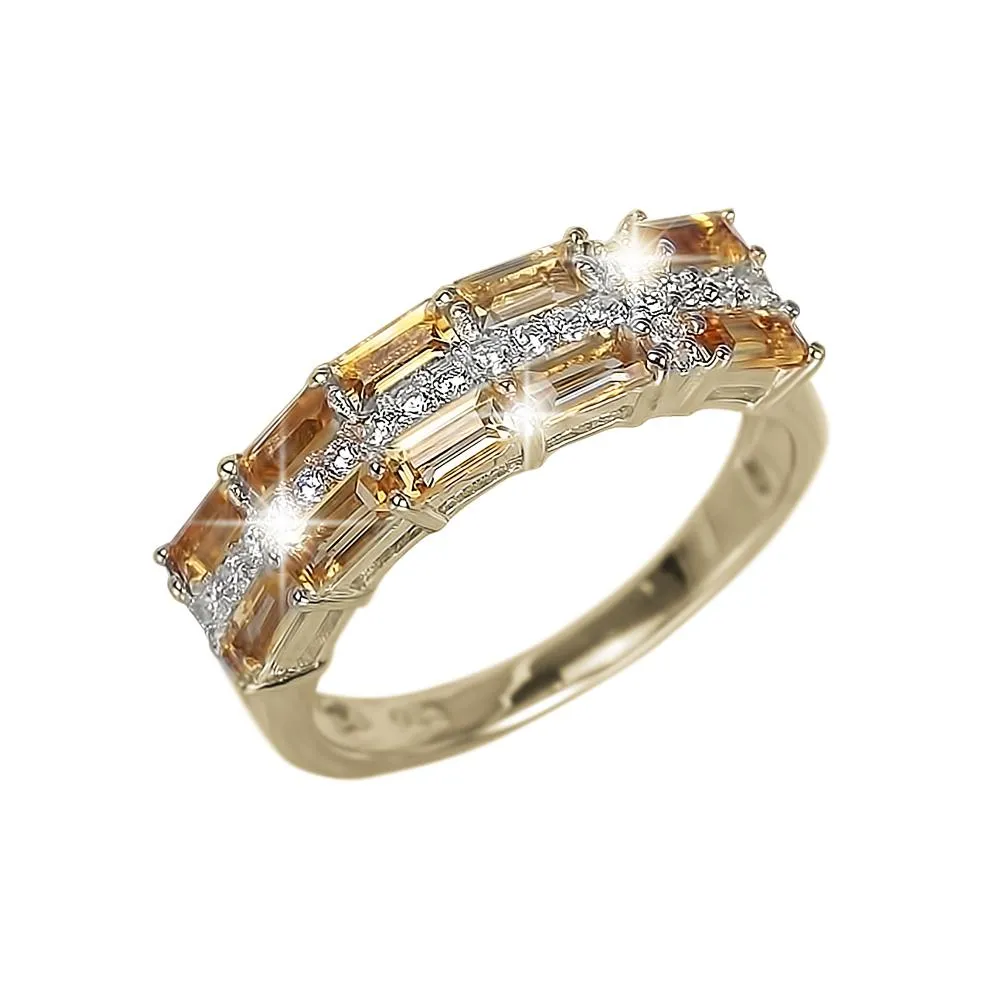 Citrine Star Cross Ring