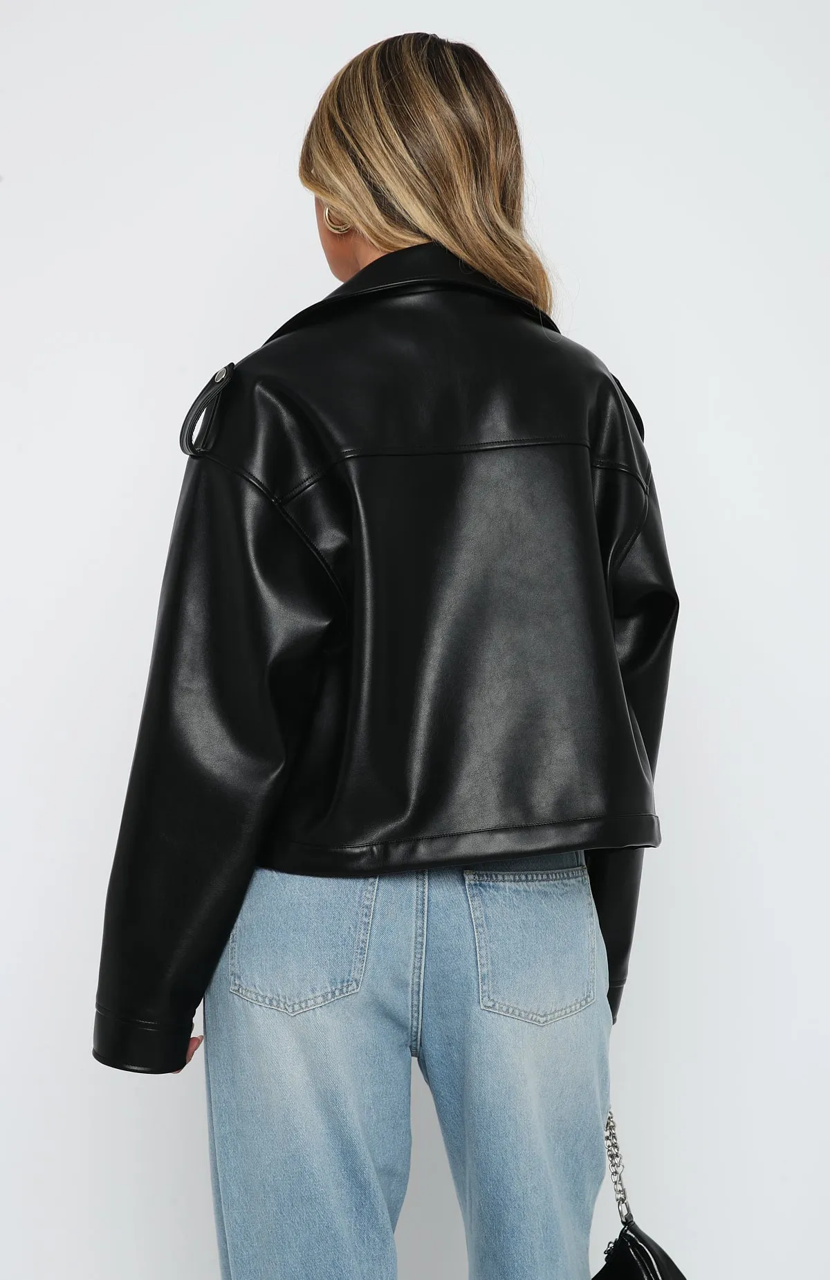 City Is Mine PU Biker Jacket Black