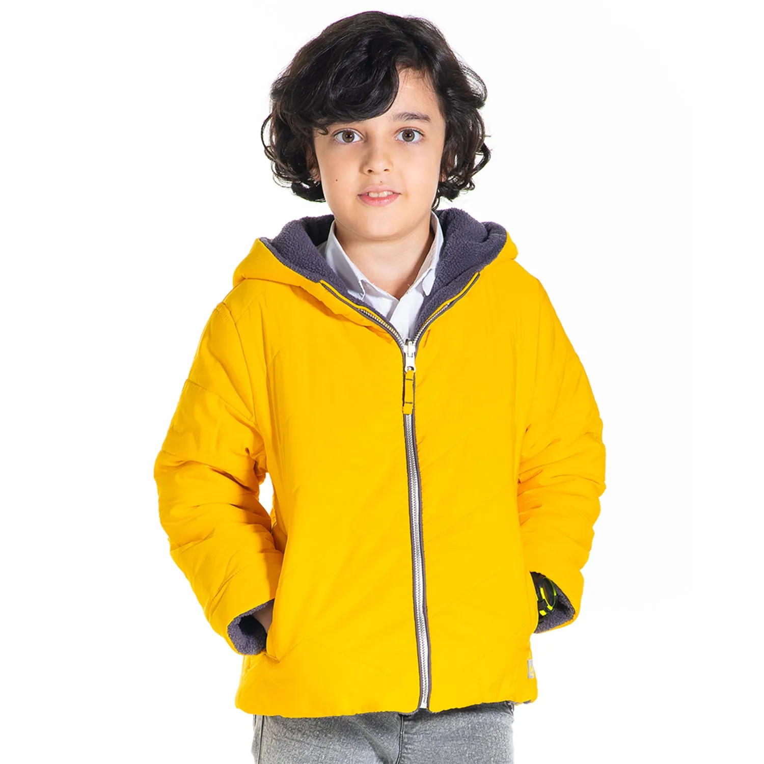 Colorblock Quilted Hooded Reversible Jacket