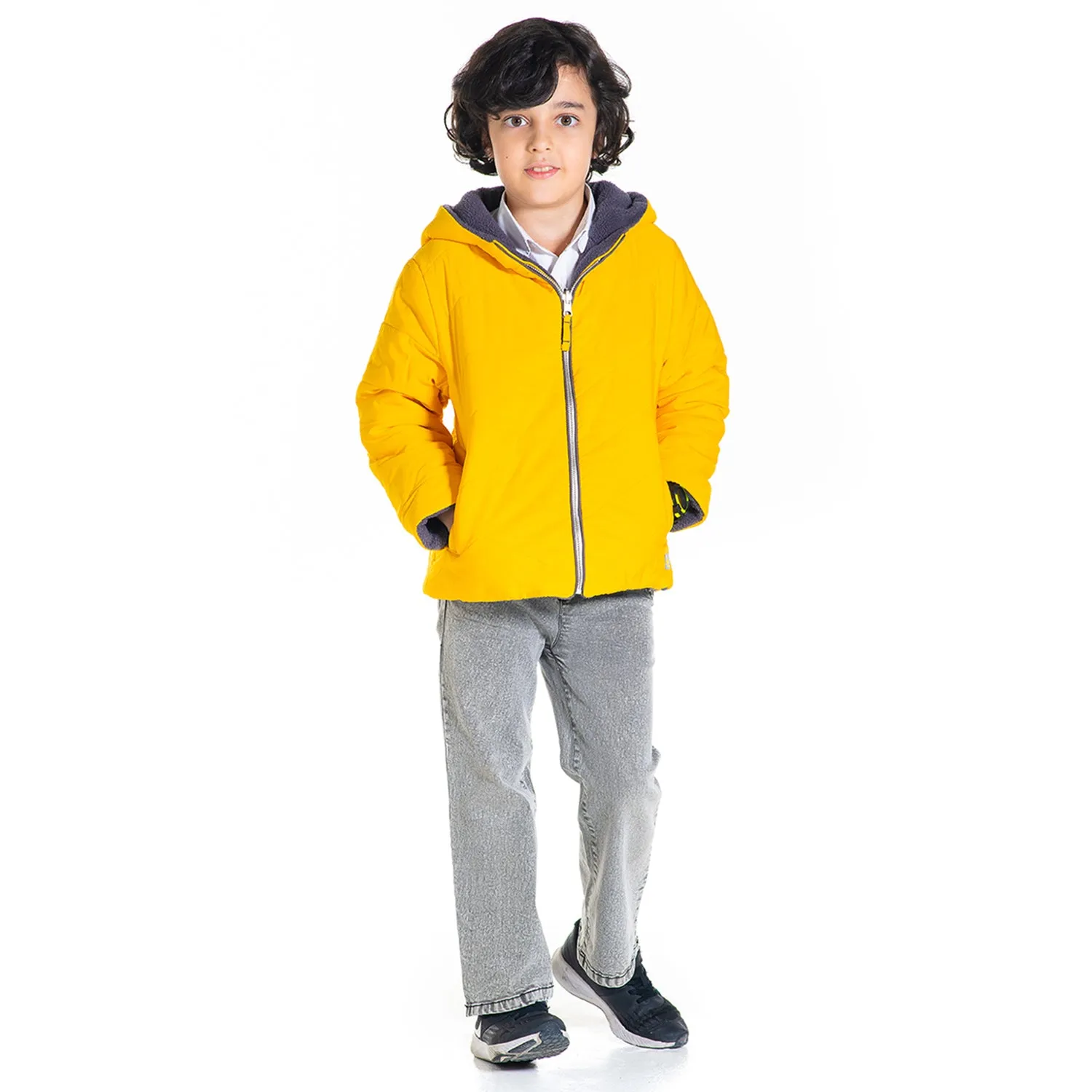 Colorblock Quilted Hooded Reversible Jacket