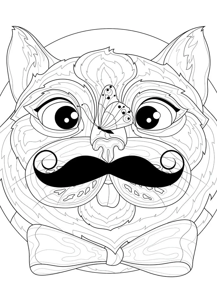 Coloring Cats - Adult Coloring Book: Cats with Mustaches: 47 Pawesome Prints Ready to Frame (Digest Size)