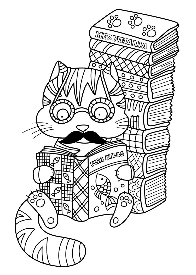 Coloring Cats - Adult Coloring Book: Cats with Mustaches: 47 Pawesome Prints Ready to Frame (Digest Size)