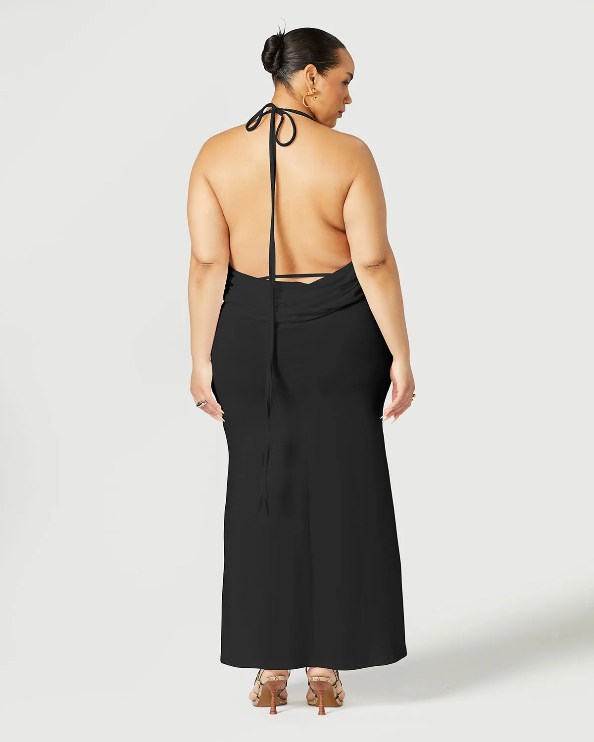 Convertible Slit Halter Dress