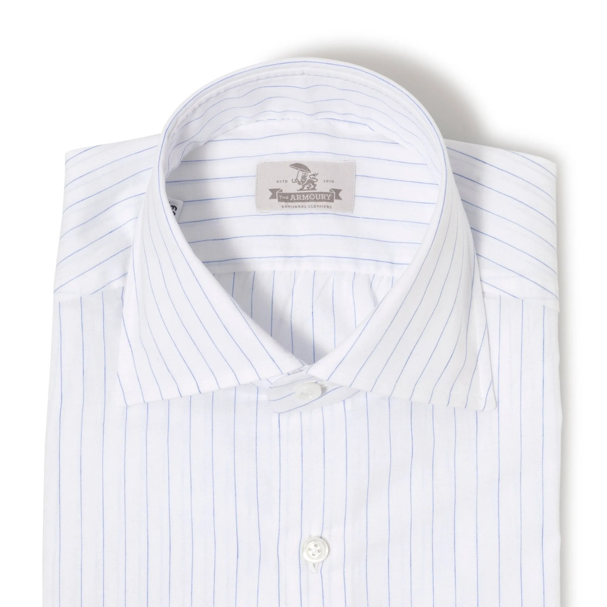 Cotton/Linen Pencil Stripe Spread Collar Shirt