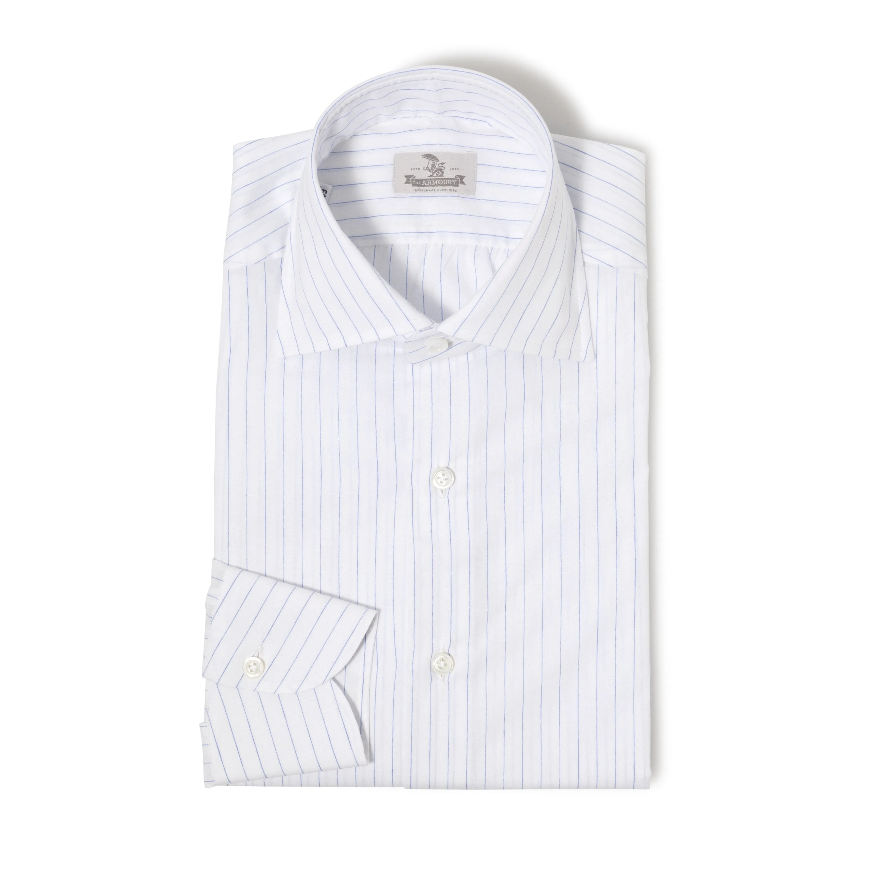 Cotton/Linen Pencil Stripe Spread Collar Shirt