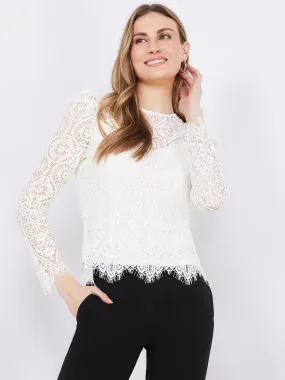 Crochet Lace Puff Sleeve Top