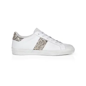 Cru: Vintage White & Silver Glitter Trainers