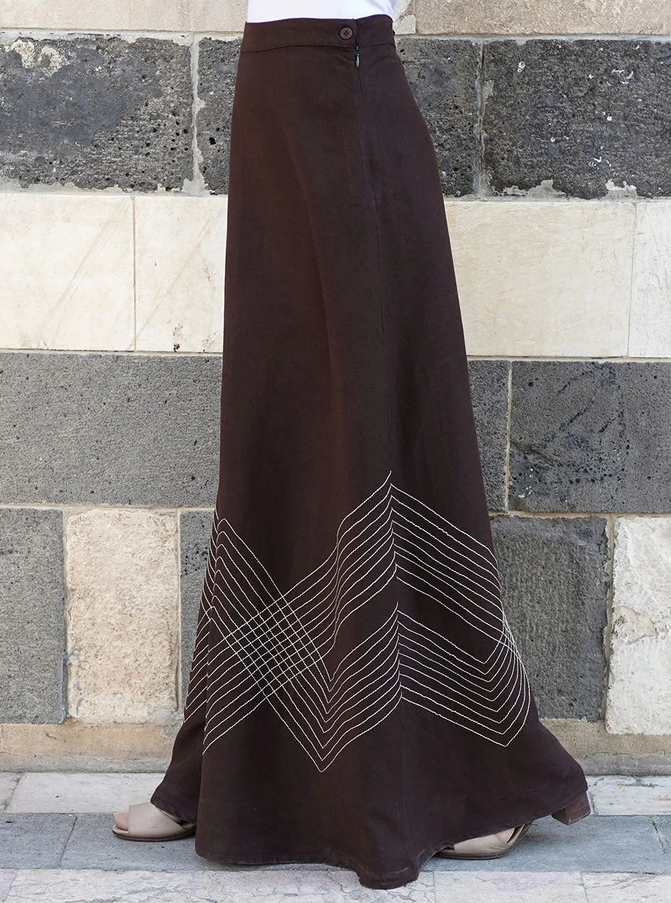 Decorative Stitching Maxi Skirt