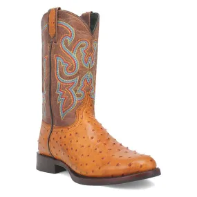 Dingo's Ranger Enhanced Brown Ostrich Print Snip Toe Leather Boots