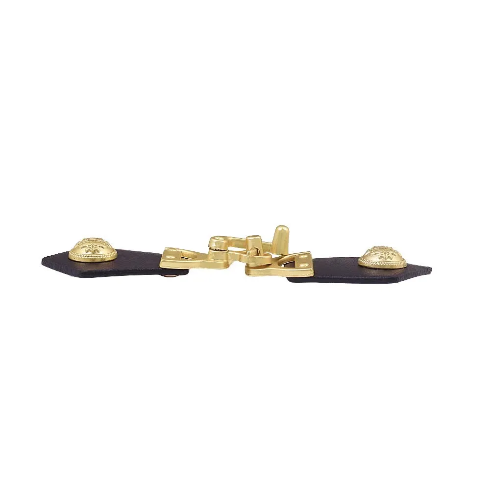 Distinctive Black with Bright Matte Gold Hook & Latch Design Belt Buckle