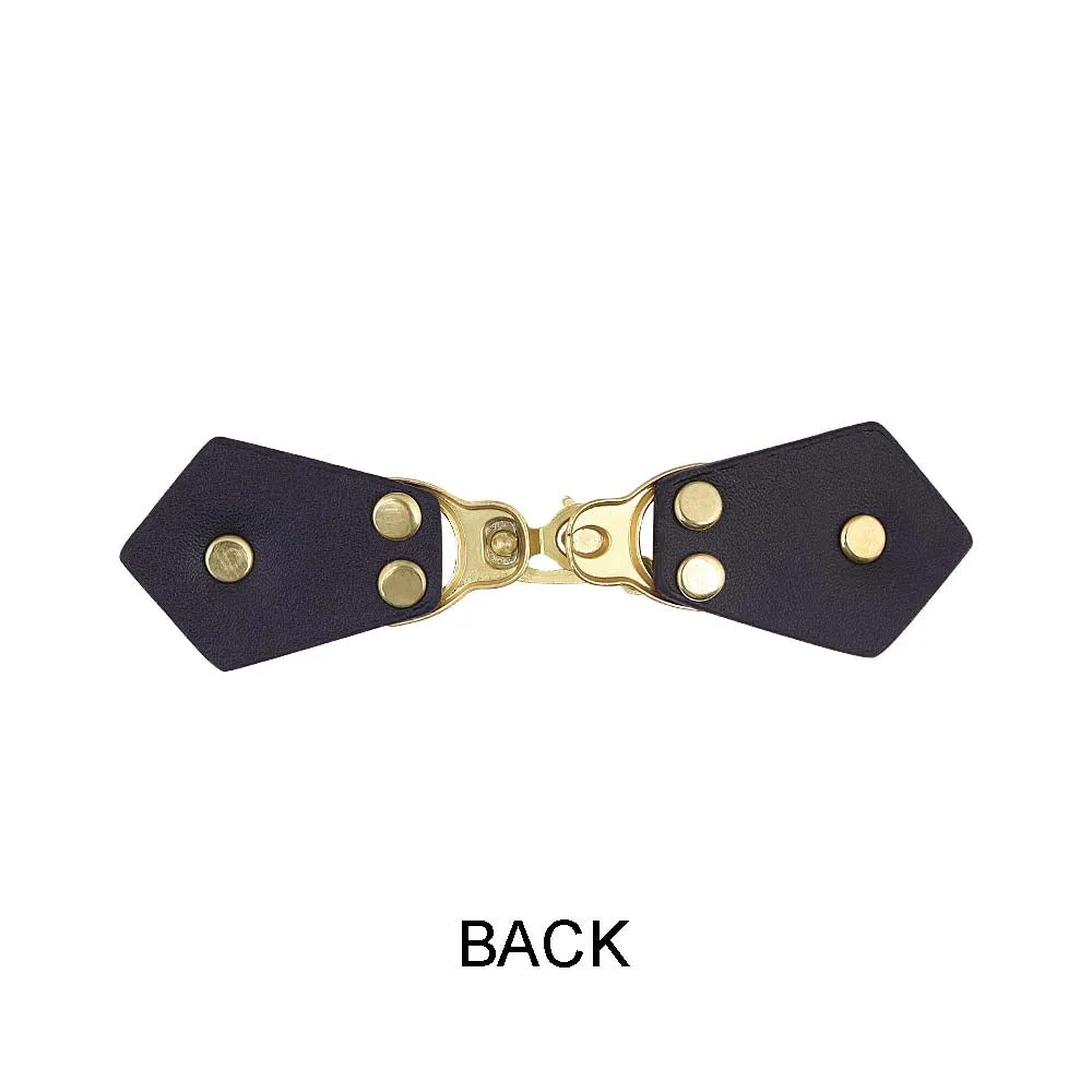 Distinctive Black with Bright Matte Gold Hook & Latch Design Belt Buckle