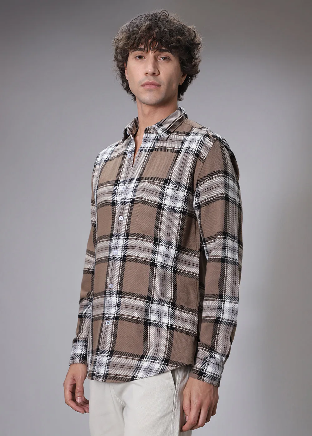 Dobby Check Stone Shirt