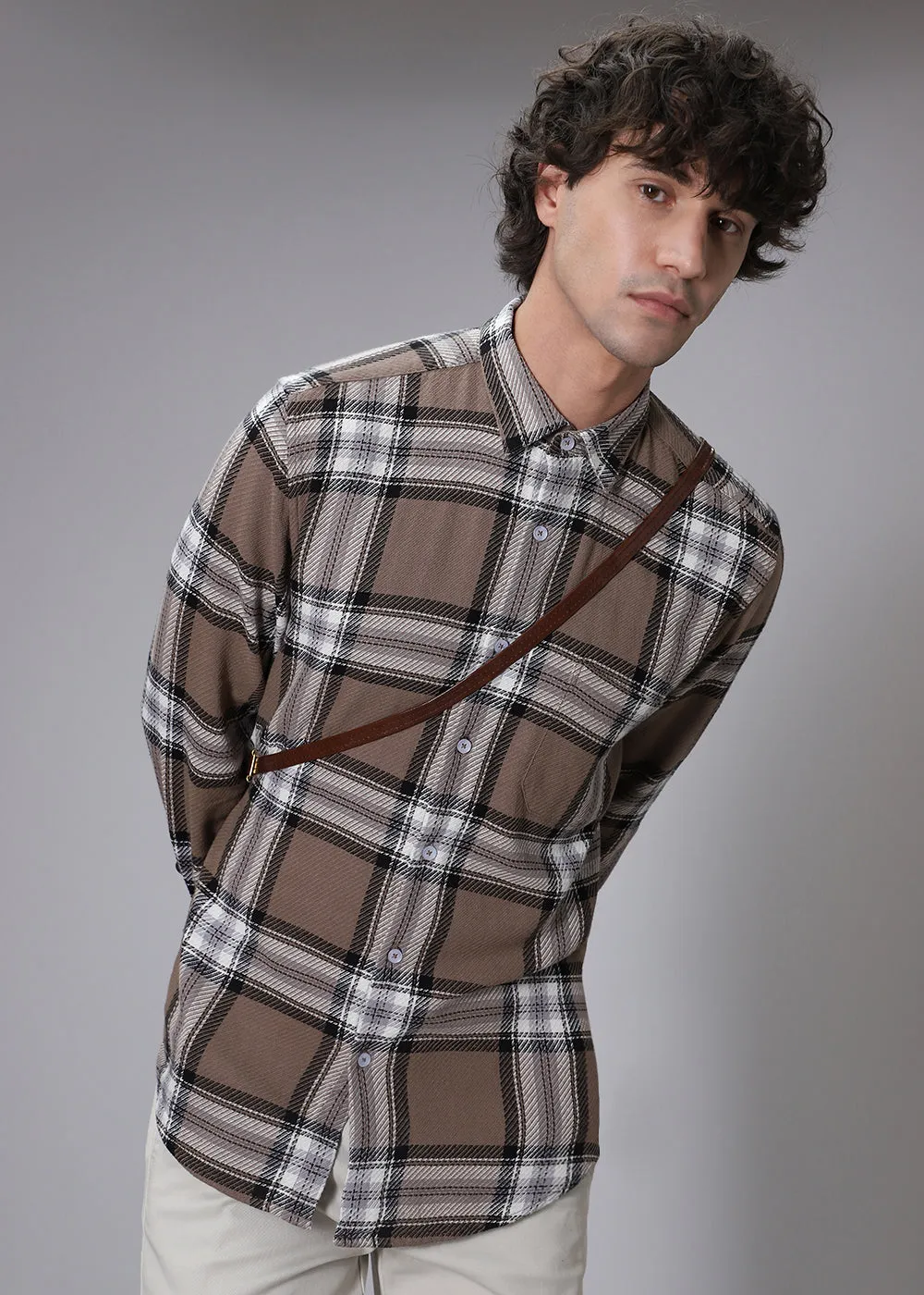 Dobby Check Stone Shirt