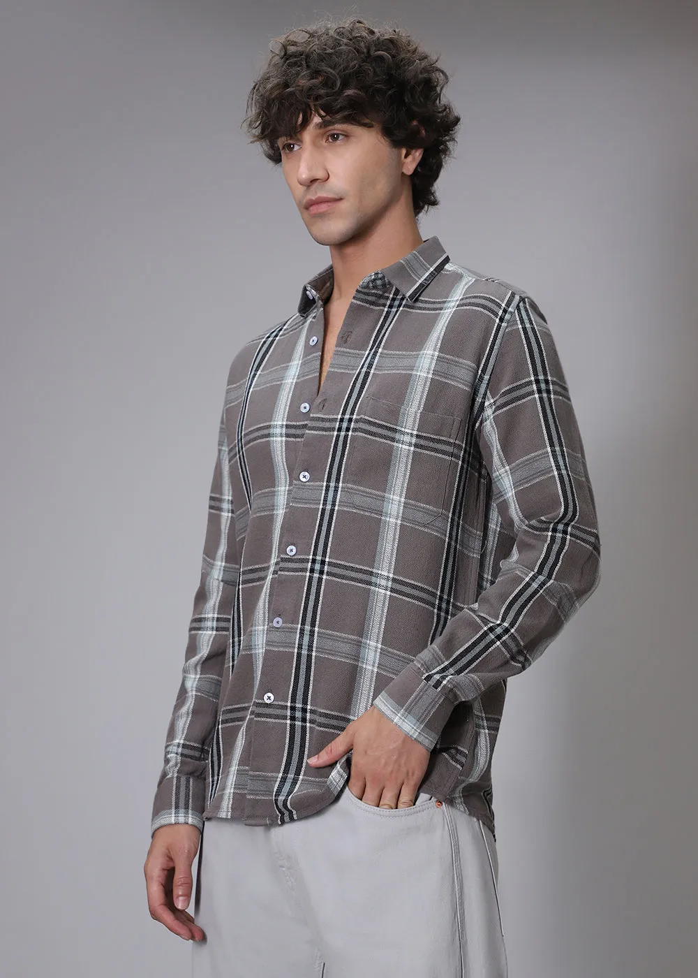 Dobby Choco Check Shirt