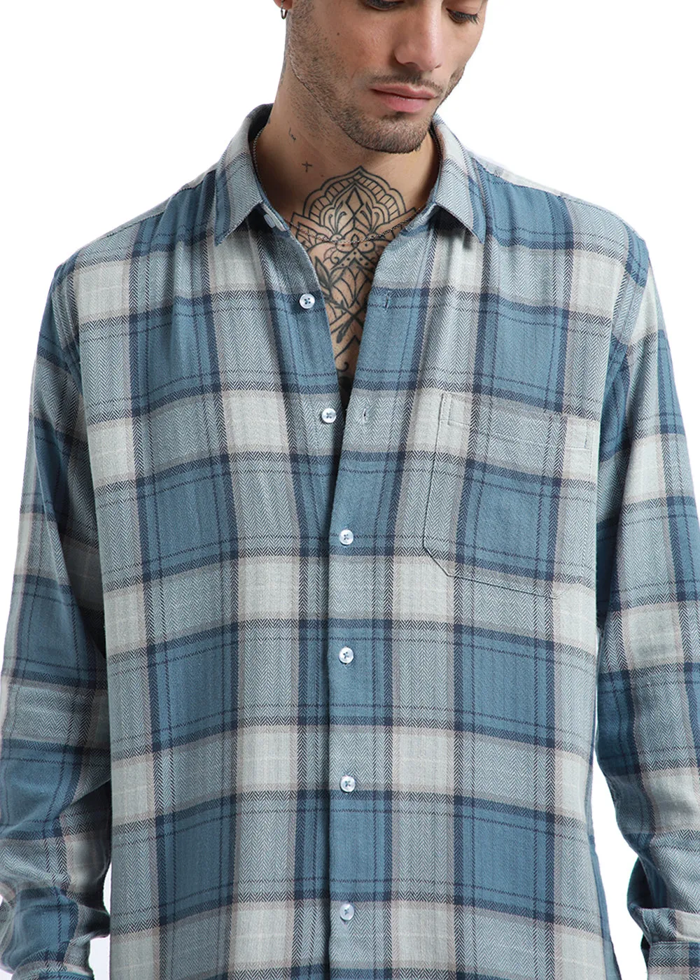 Dobby Colony Blue Check Shirt