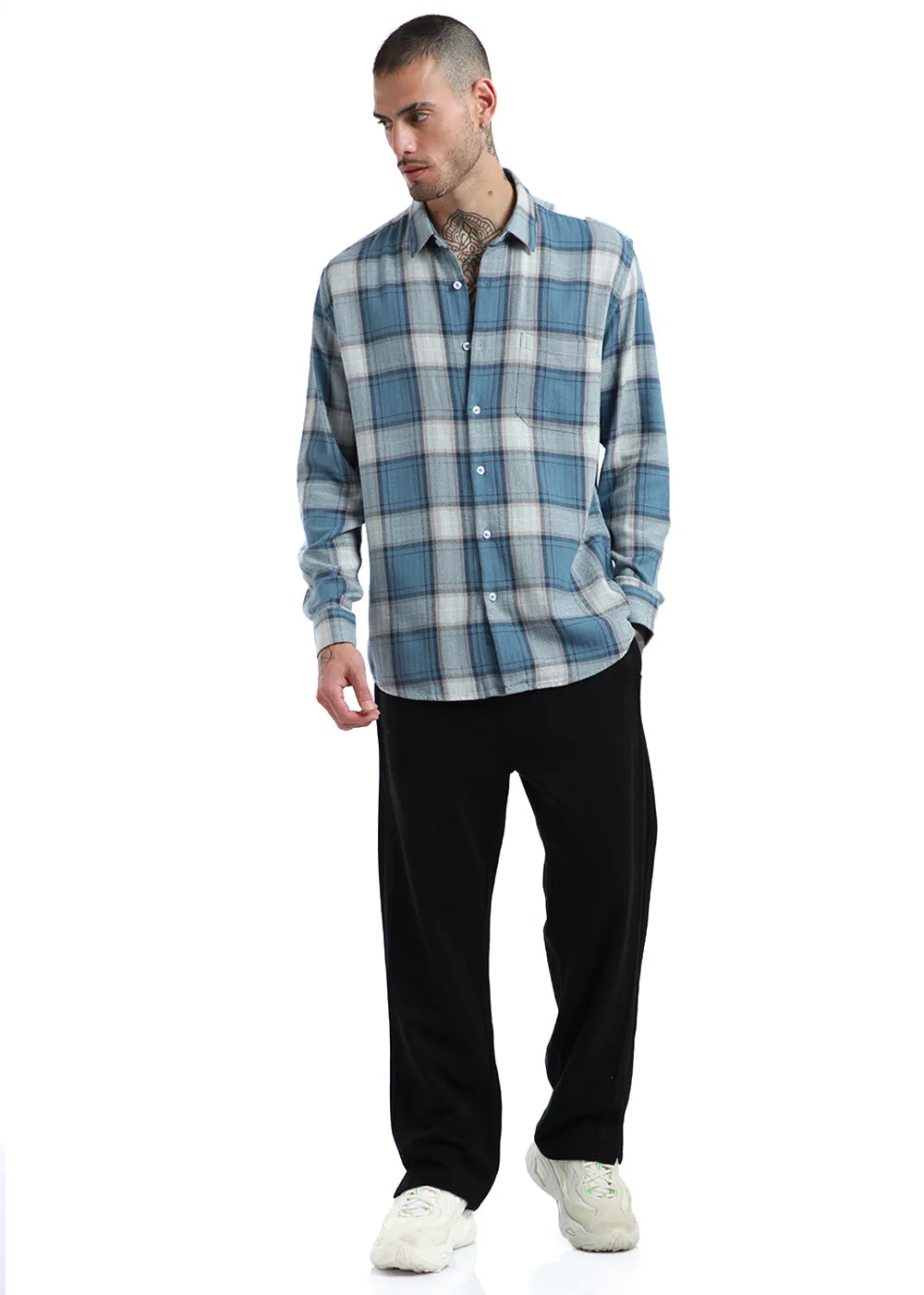 Dobby Colony Blue Check Shirt