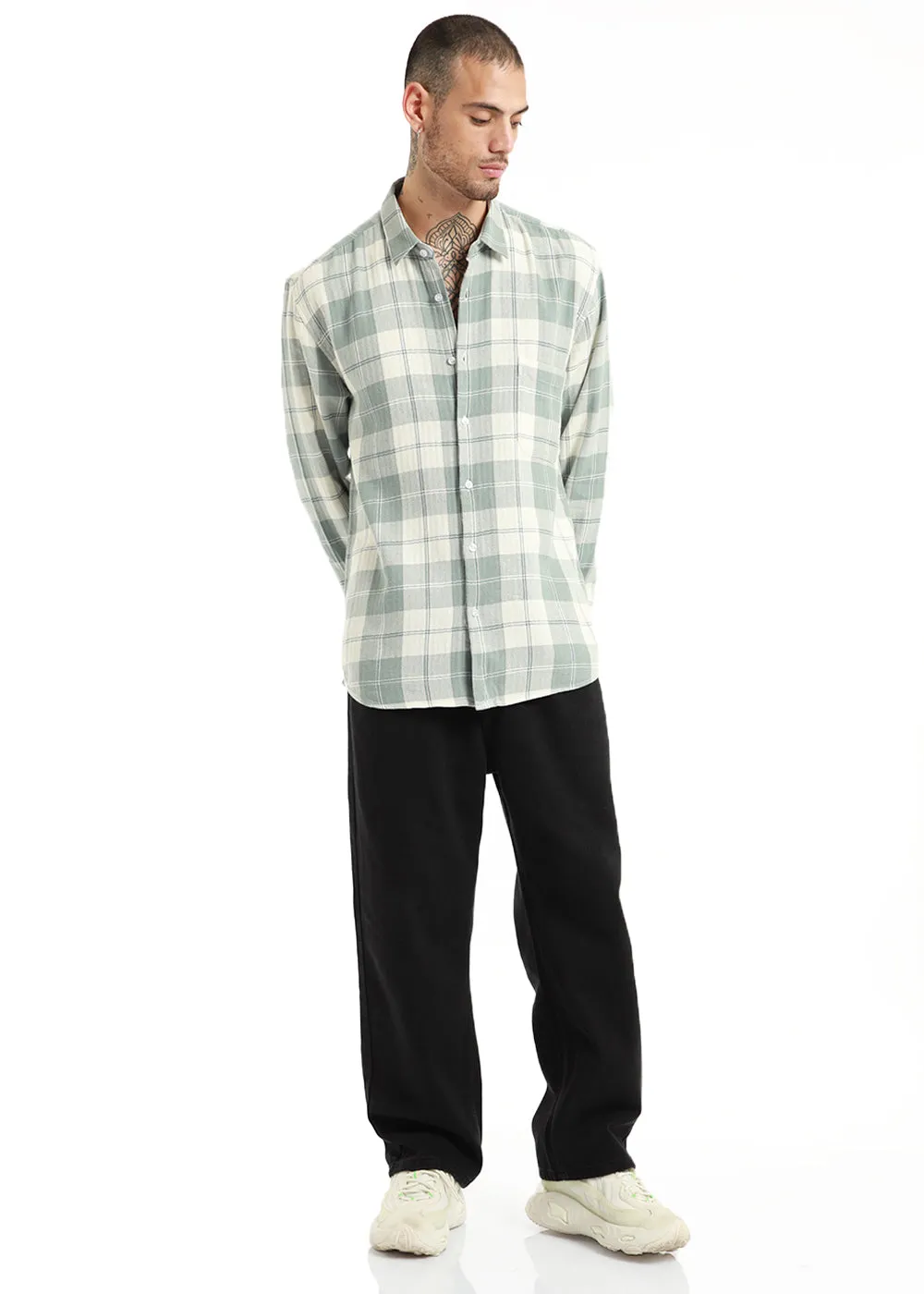 Dobby Turkish Green Check Shirt