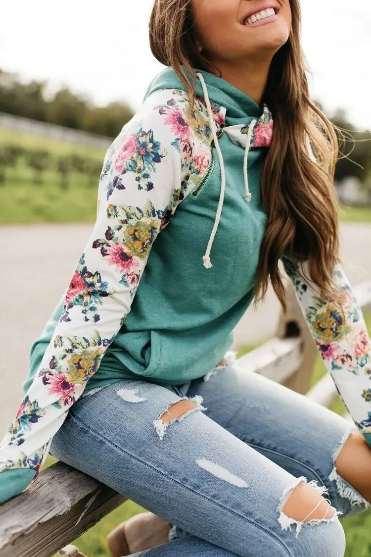 DoubleHood™ Sweatshirt - Once & Floral