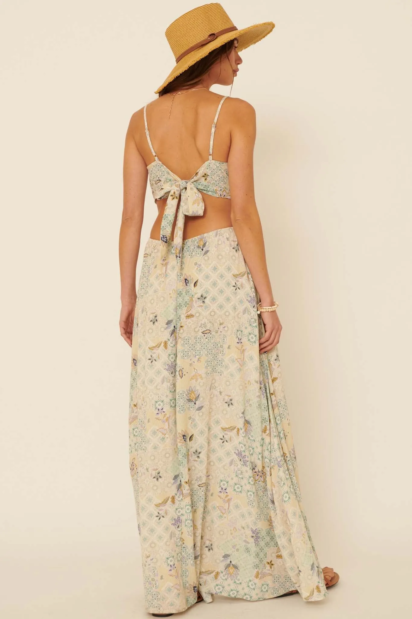 Dream Voyager Patchwork-Print Cutout Maxi Dress