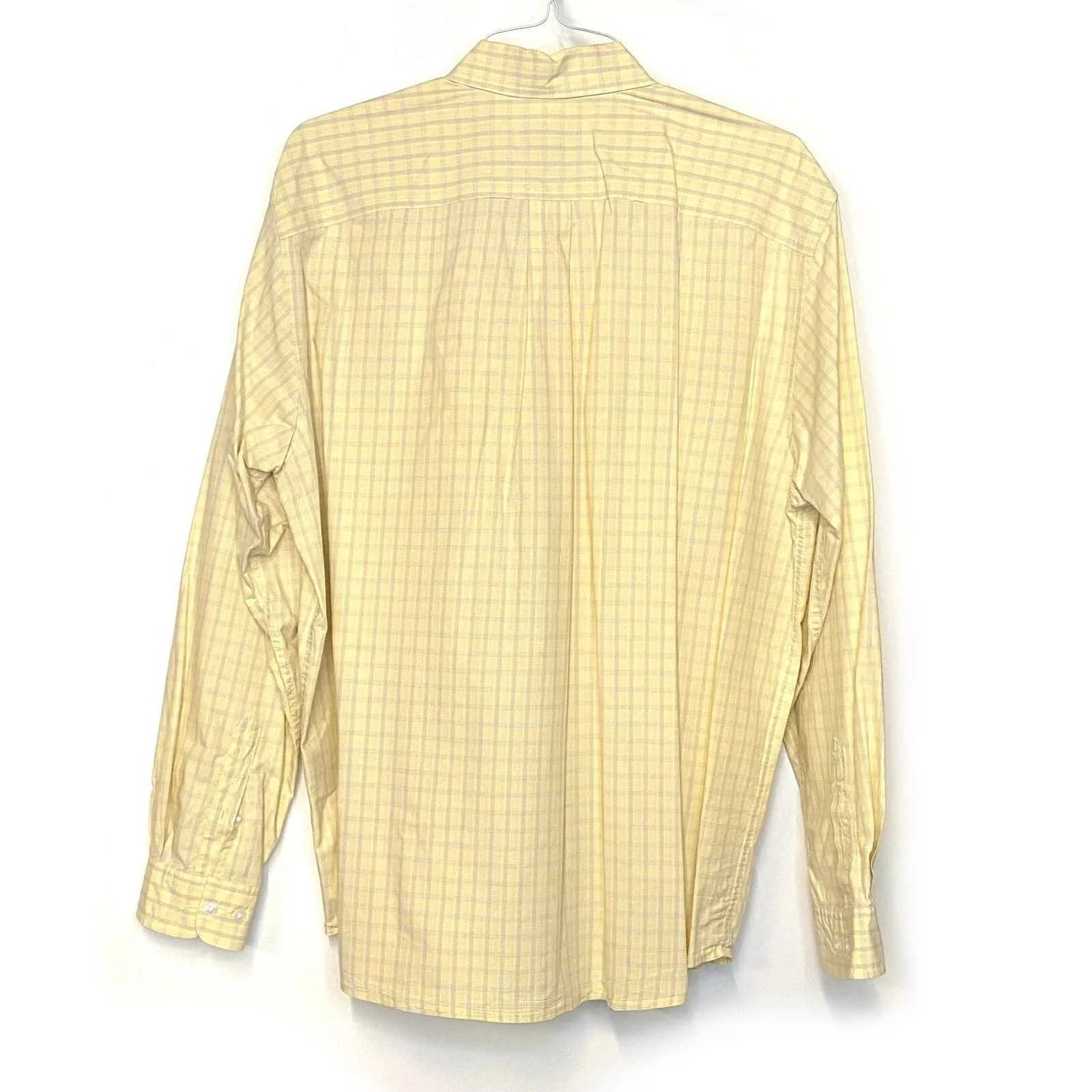 Eddie Bauer Mens Size XL Yellow Gray Mini Check Button-Down Dress Shirt L/s