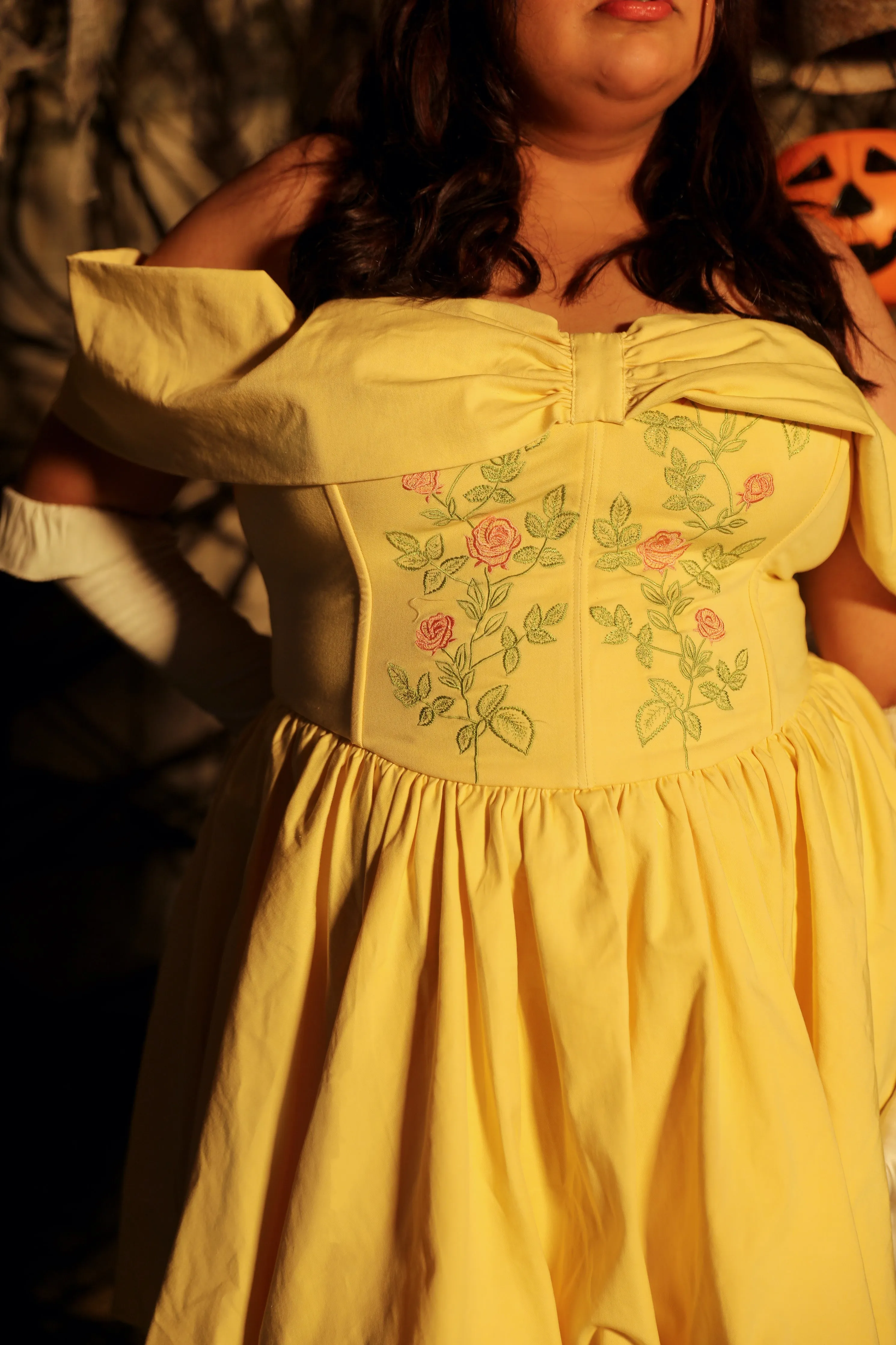 Eleanor Yellow Embroidered Corset Mini Dress