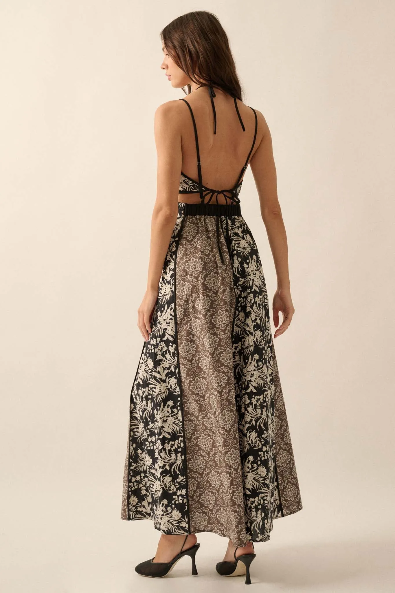 Elegant Blooms Paneled Floral Maxi Dress