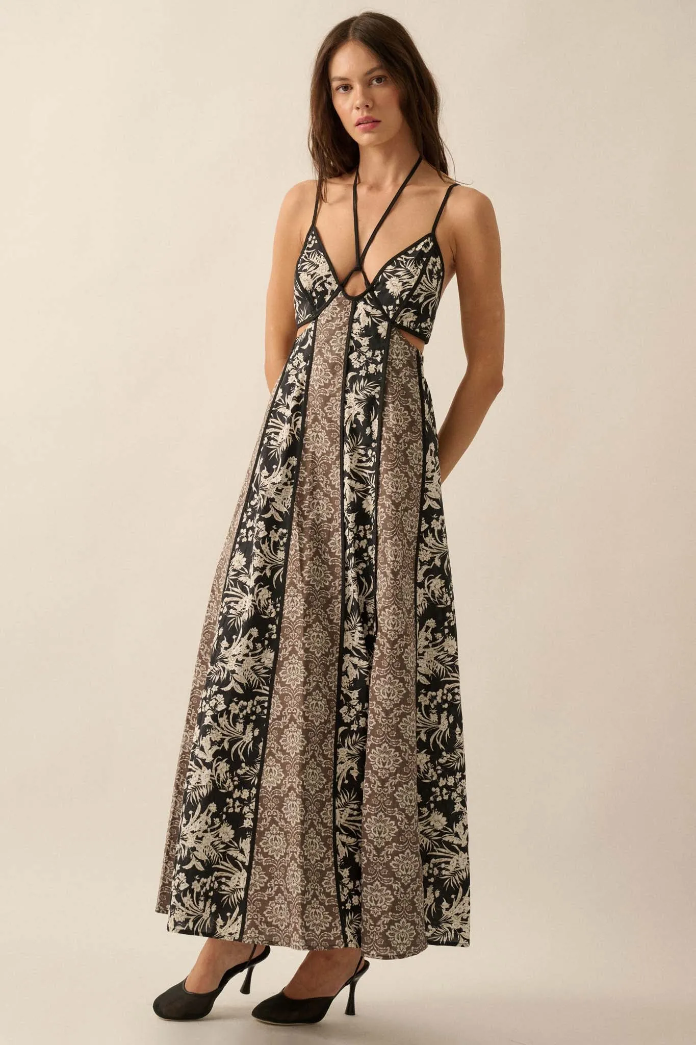 Elegant Blooms Paneled Floral Maxi Dress