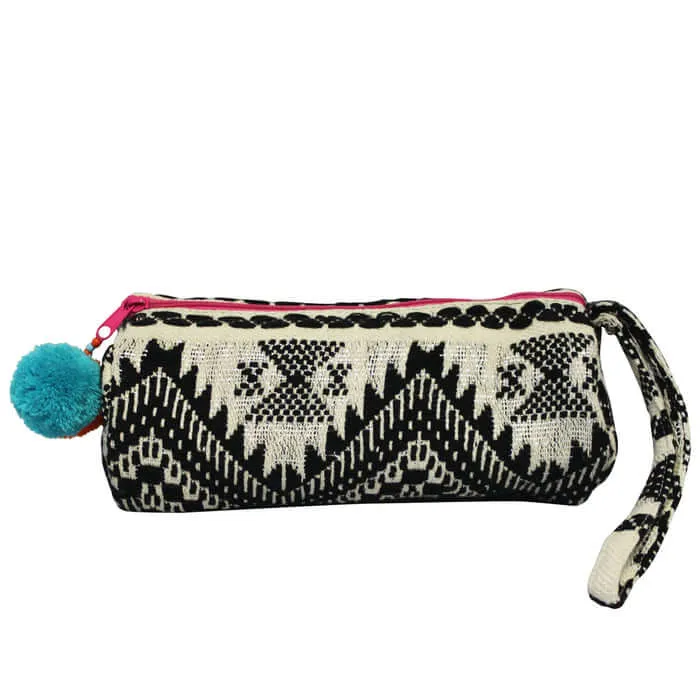 Embellished Tube Stationary / Make Up Bag - Black