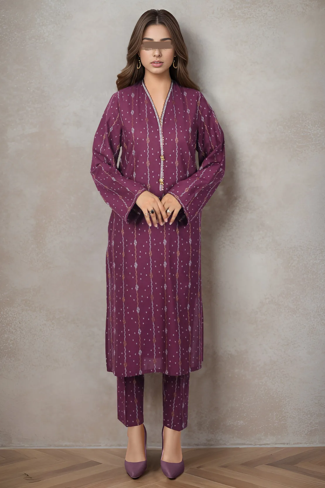 Embroidered Cotton Jacquard Stitched 2 Piece (Shirt/Trouser)