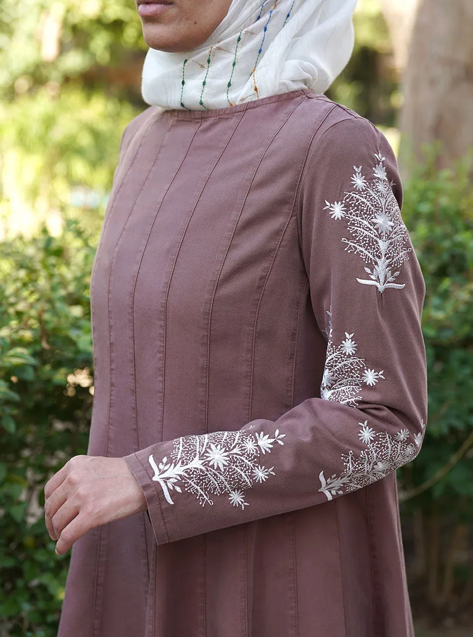 Embroidered Sleeves Paneled Top