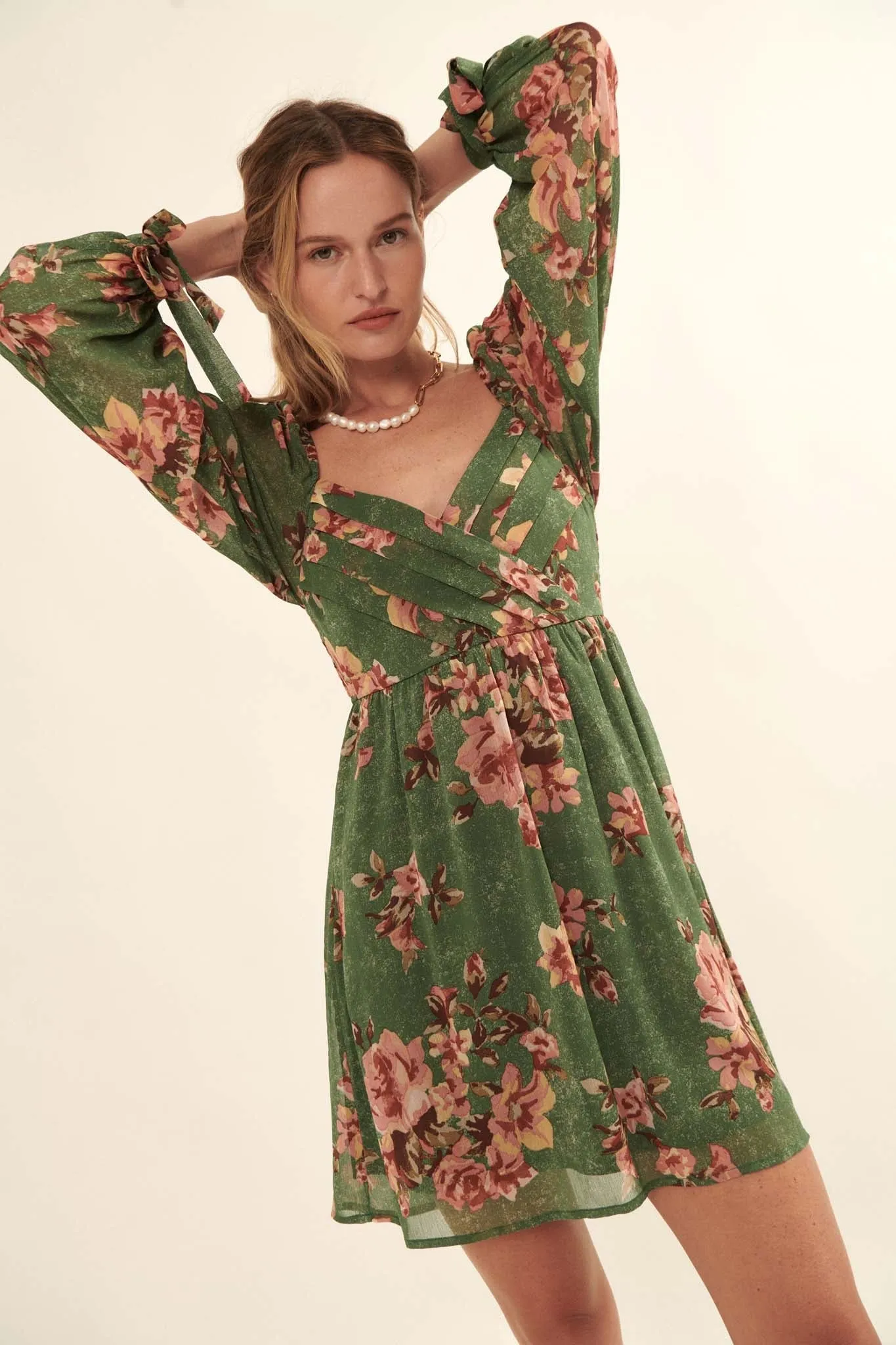 Enchanting Blooms Floral Chiffon Mini Dress