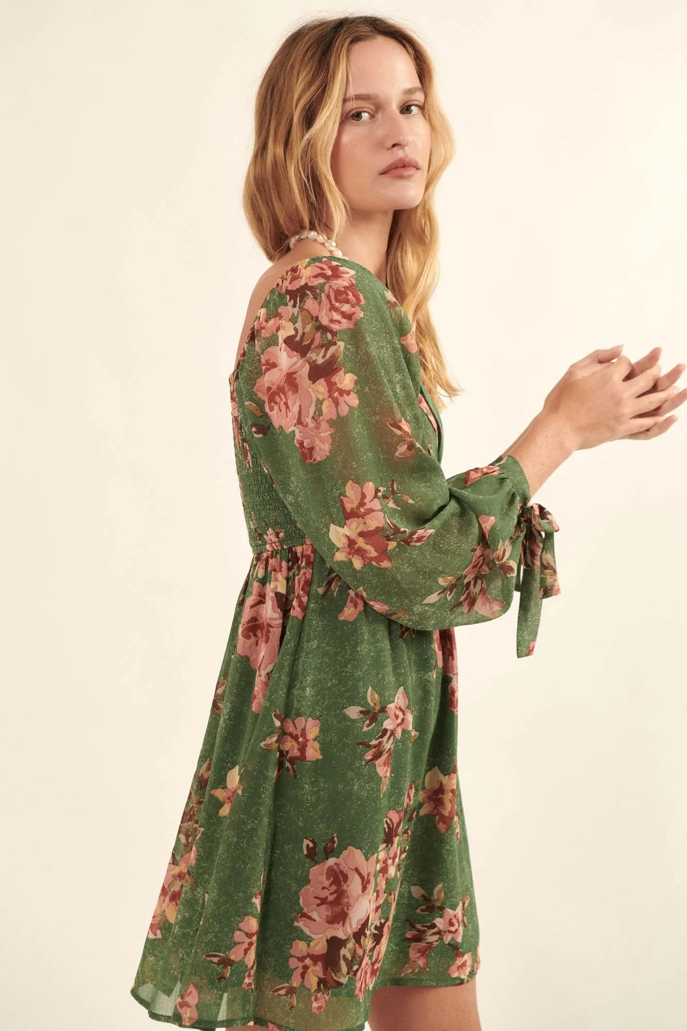 Enchanting Blooms Floral Chiffon Mini Dress