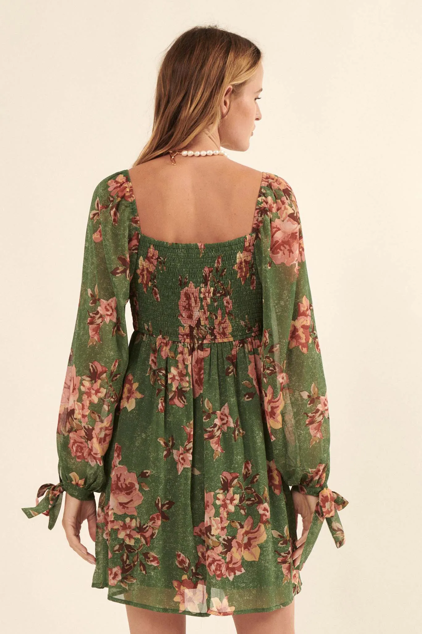 Enchanting Blooms Floral Chiffon Mini Dress