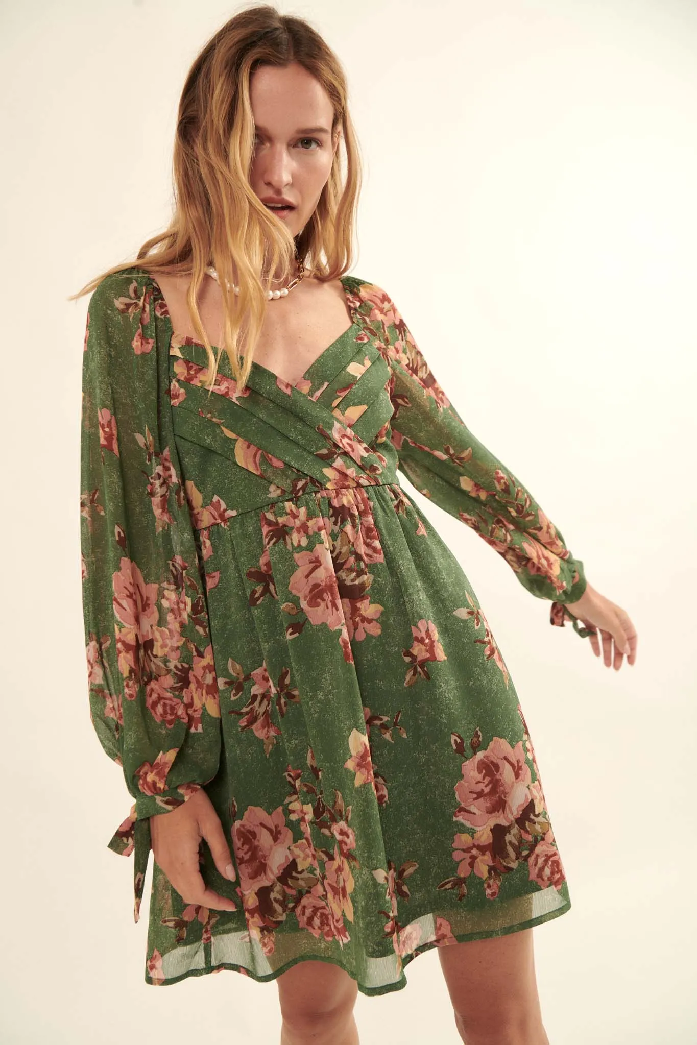 Enchanting Blooms Floral Chiffon Mini Dress