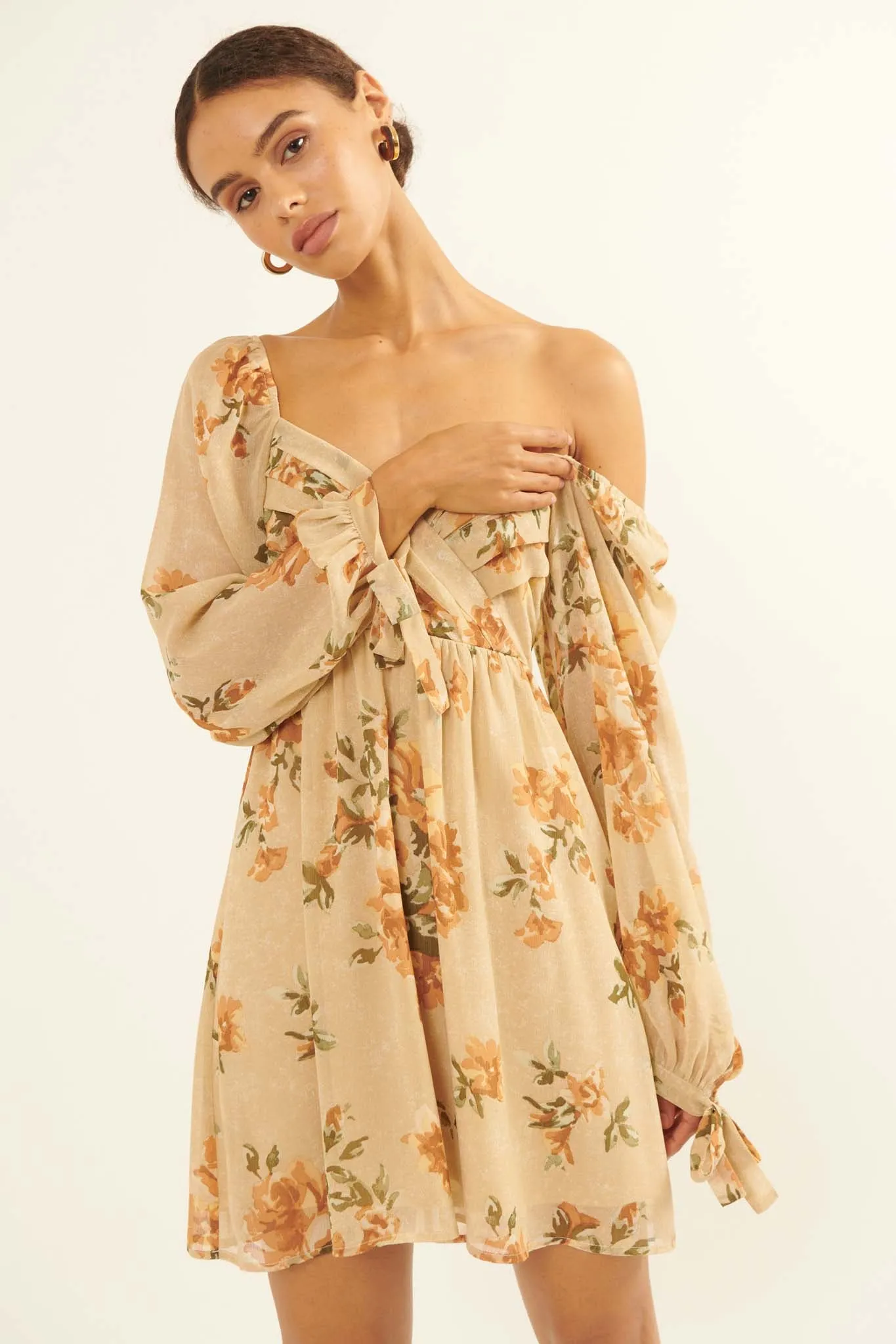 Enchanting Blooms Floral Chiffon Mini Dress