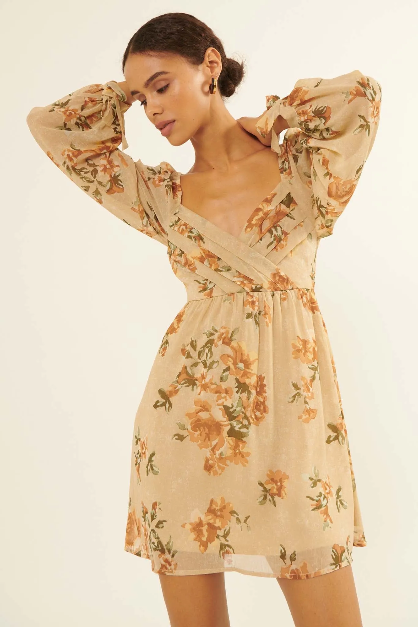 Enchanting Blooms Floral Chiffon Mini Dress