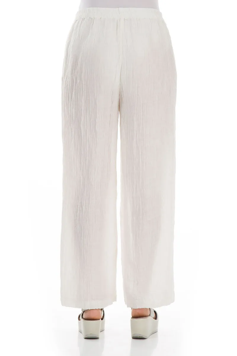 Evergreen Straight Crinkled Off White Trousers