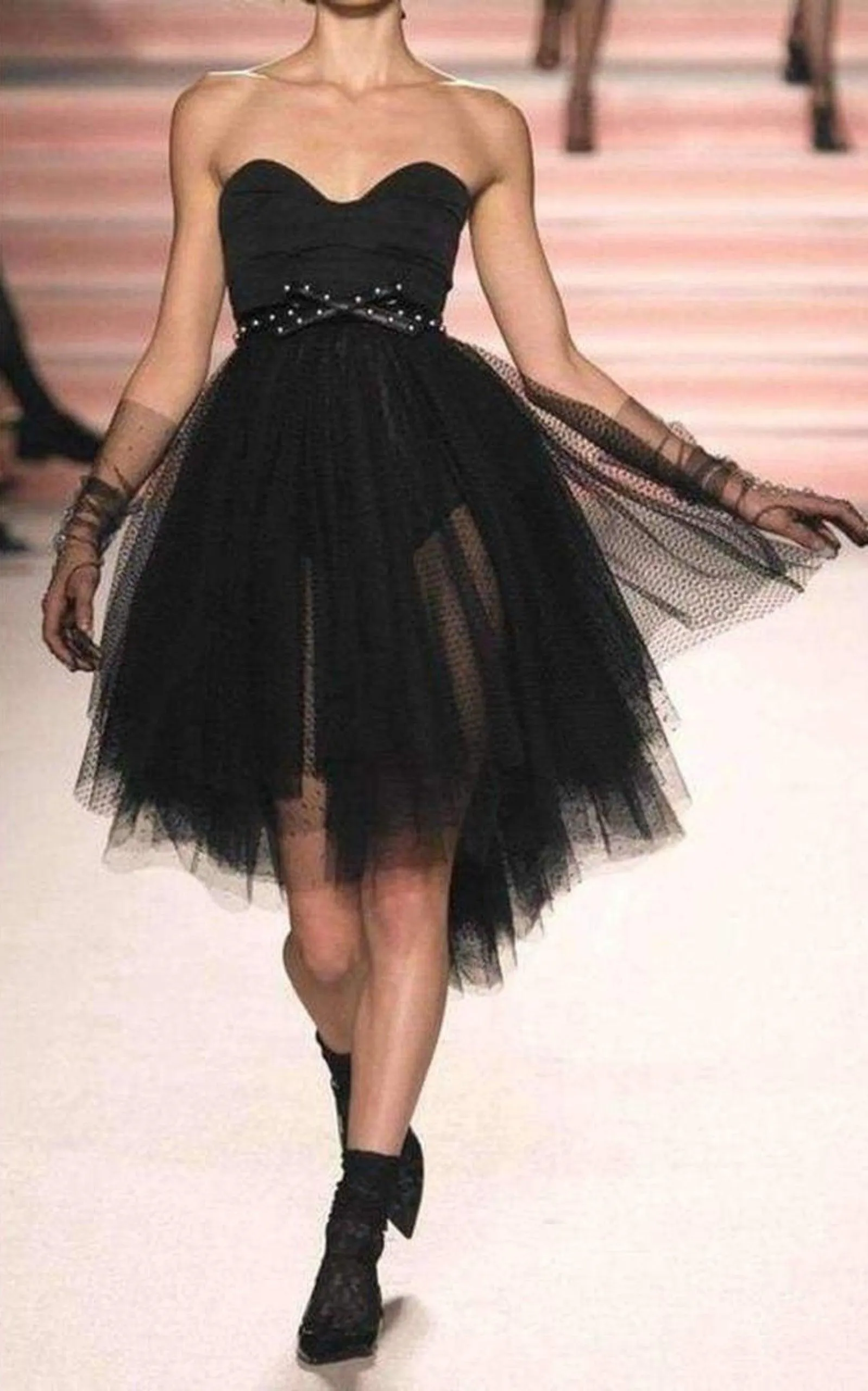 Faille and Swiss Dot Tulle Dress