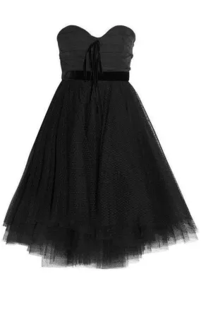 Faille and Swiss Dot Tulle Dress