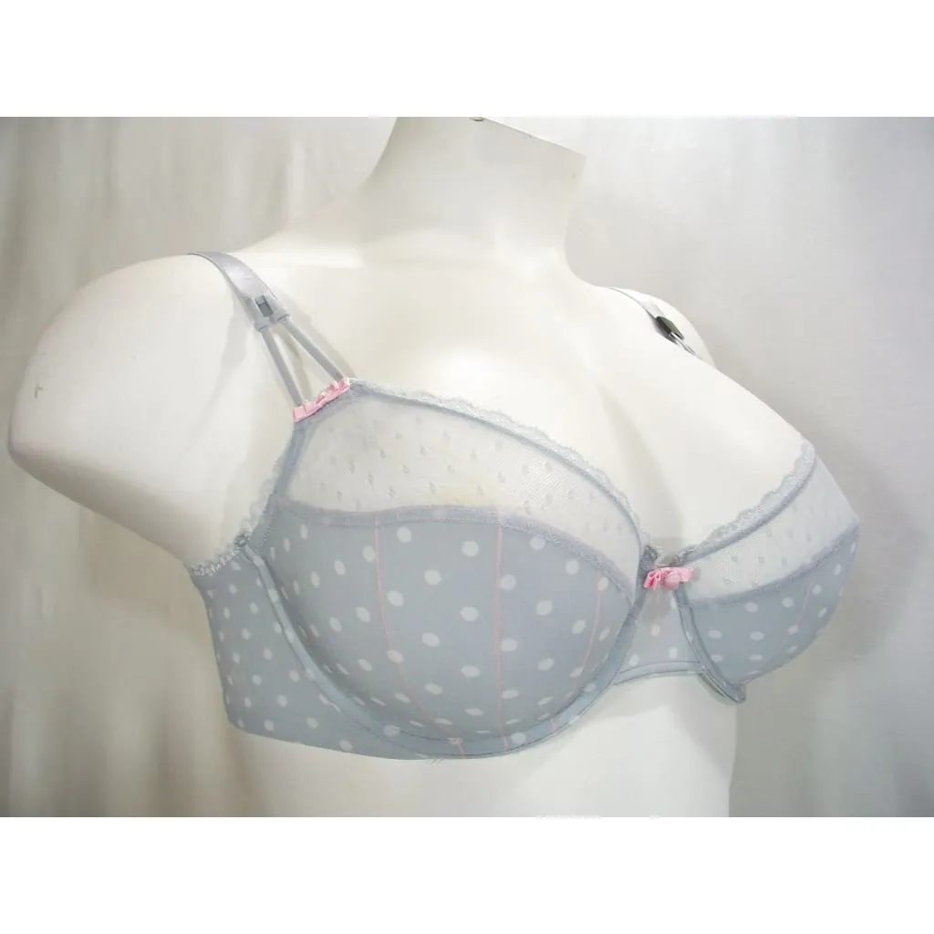 Felina 110789 Marielle Semi Sheer Lace Full Busted Underwire Bra 32DDD Gray Dot