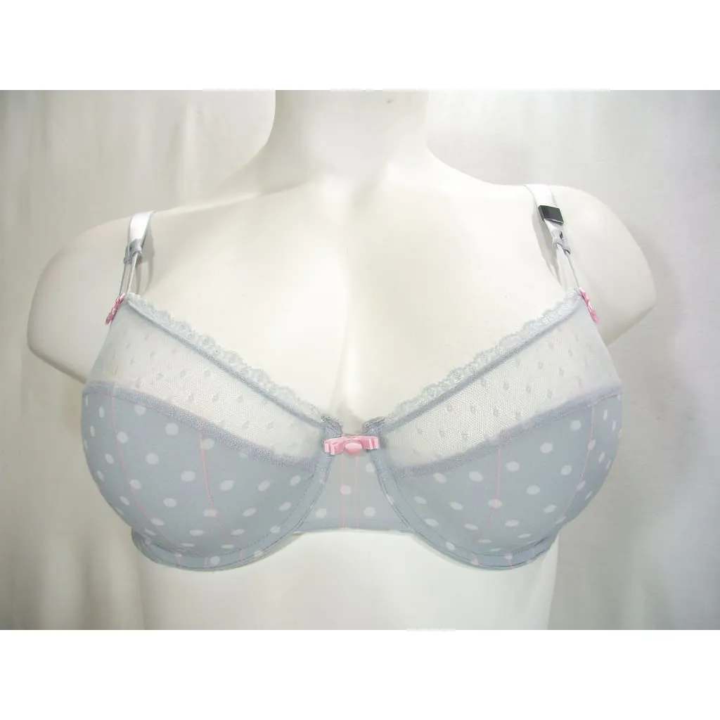 Felina 110789 Marielle Semi Sheer Lace Full Busted Underwire Bra 32DDD Gray Dot