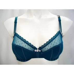 Felina 110789 Marielle Semi Sheer Lace Full Busted UW Bra 34B Deep Teal Green