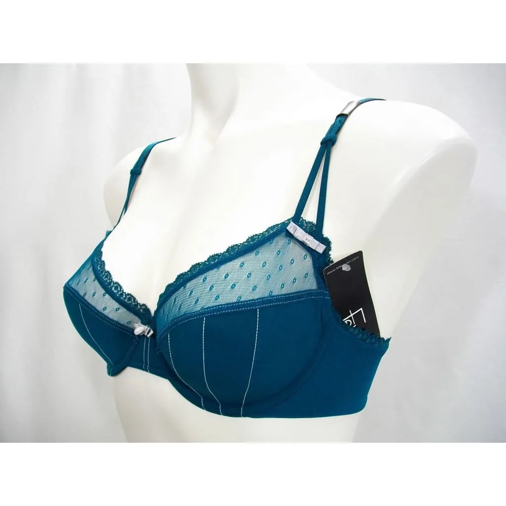 Felina 110789 Marielle Semi Sheer Lace Full Busted UW Bra 34B Deep Teal Green