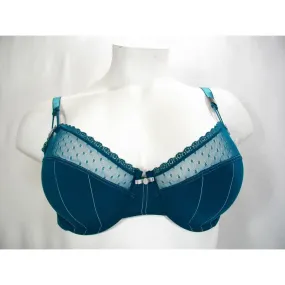 Felina 110789 Marielle Semi Sheer Lace Full Busted UW Bra 40DD Deep Teal Green