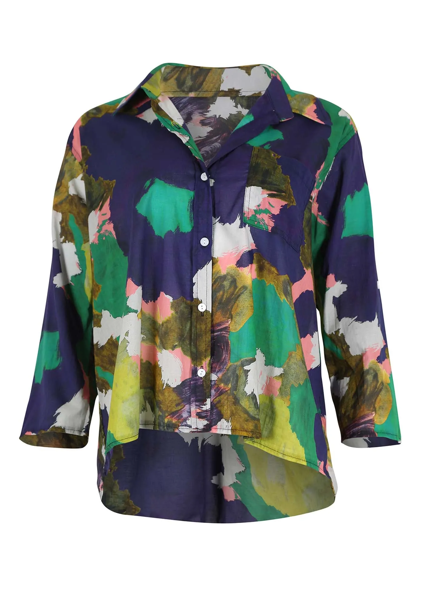 Fiorella Shirt Forest in Cotton Voile