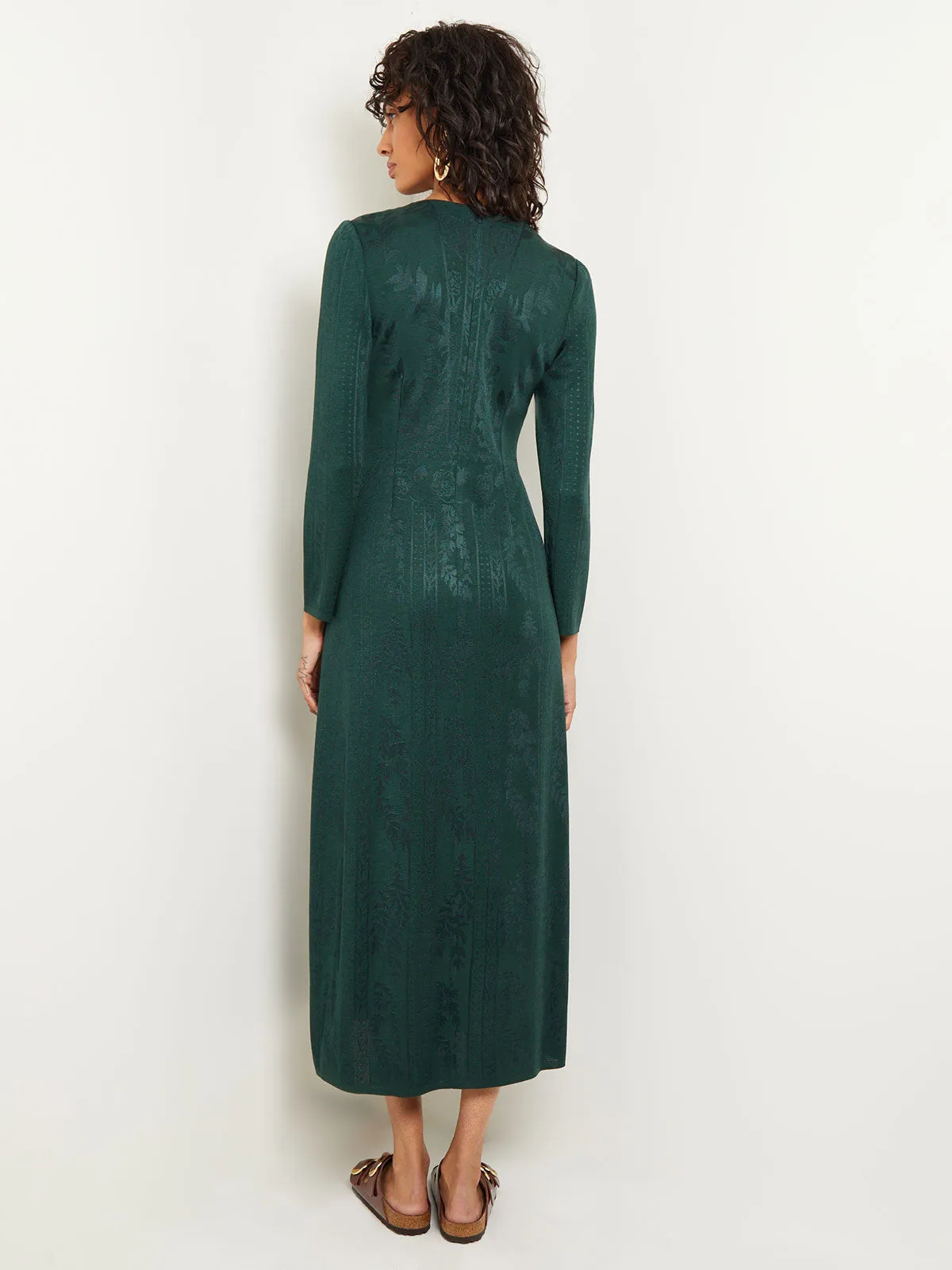 Fit-and-Flare Jacquard Knit Maxi Dress