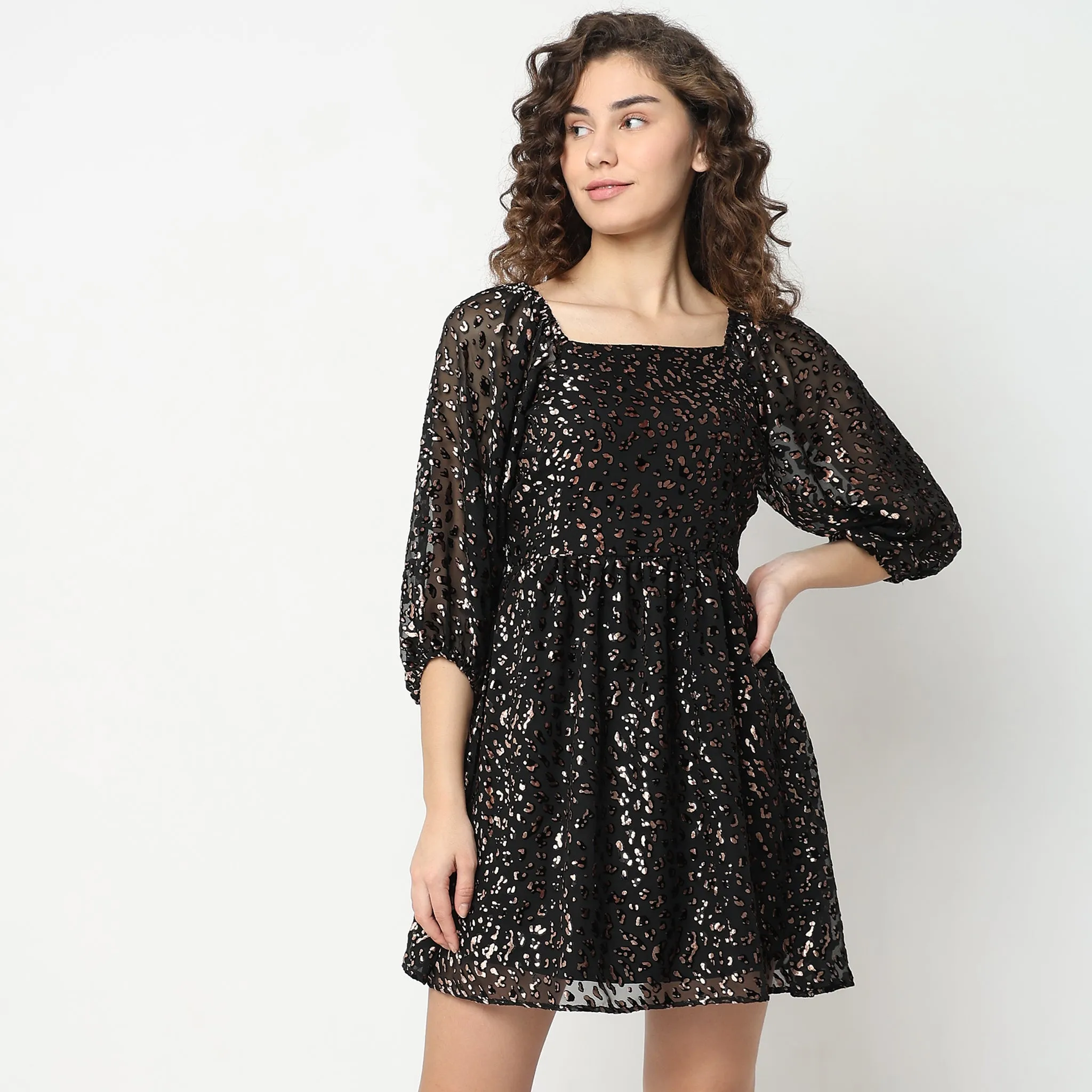 Flare Fit Animal Print Dress