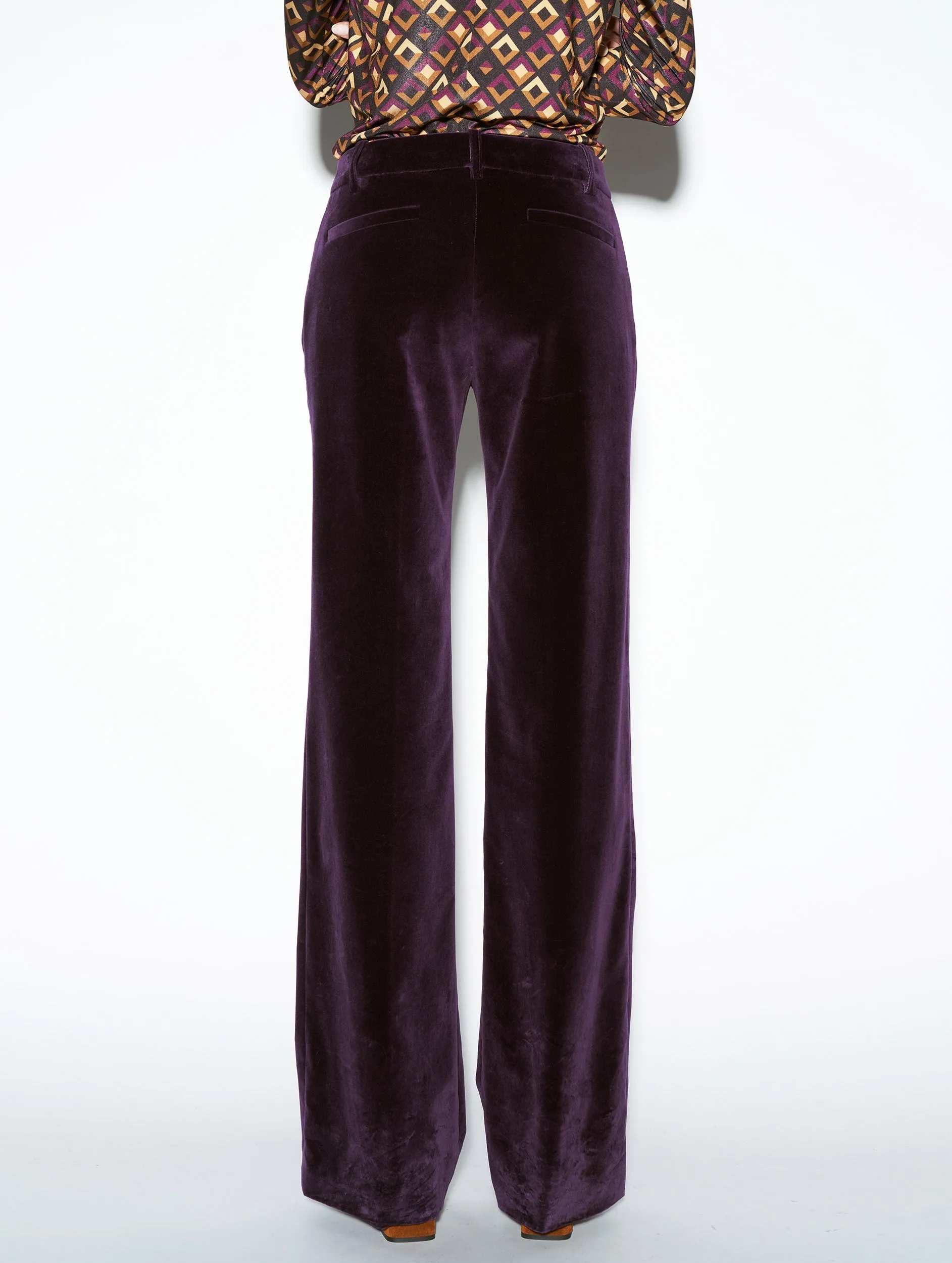 Flared plum velvet trousers