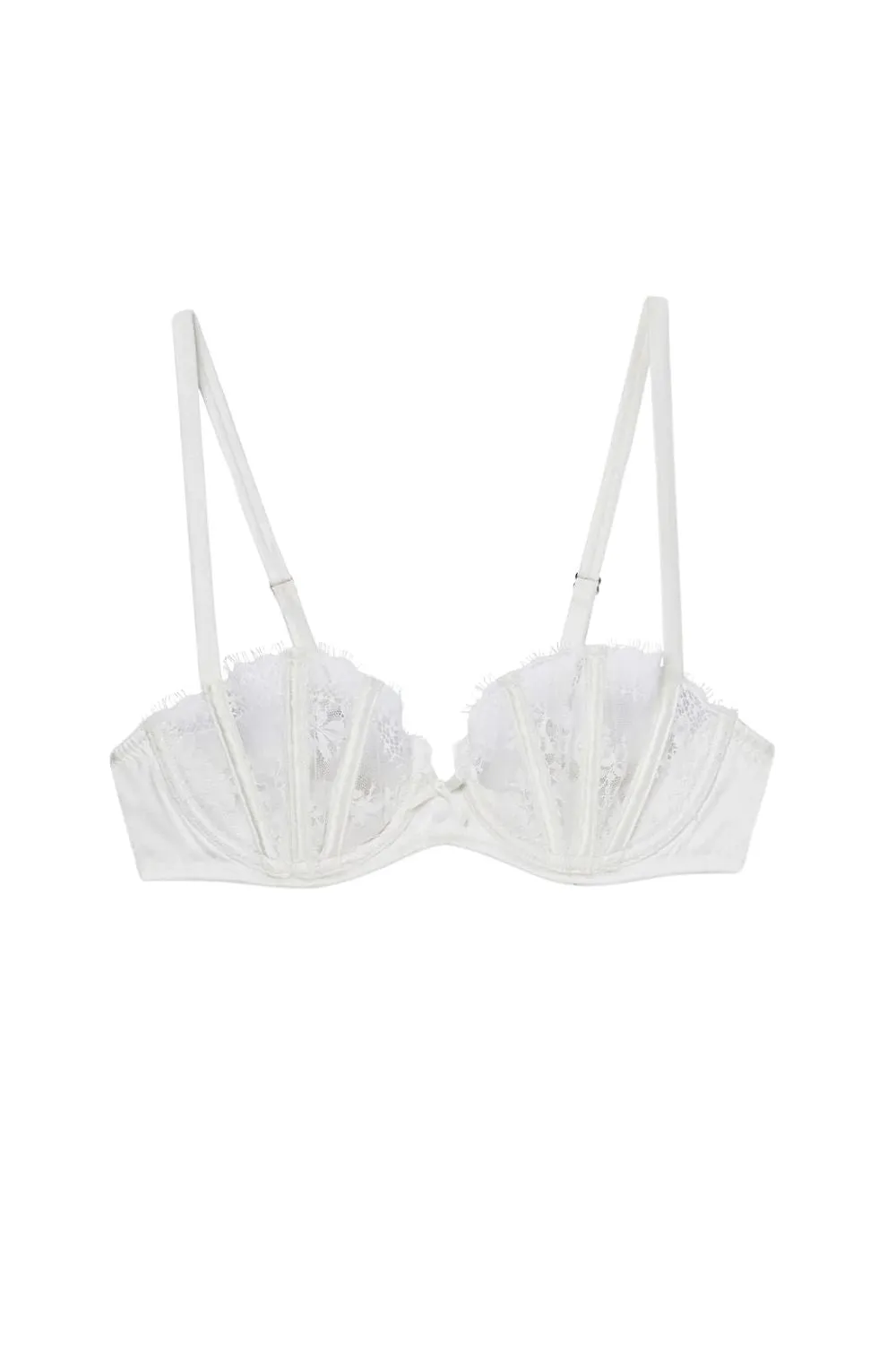 Frankie Lace Boned Balcony Bra in Ivory